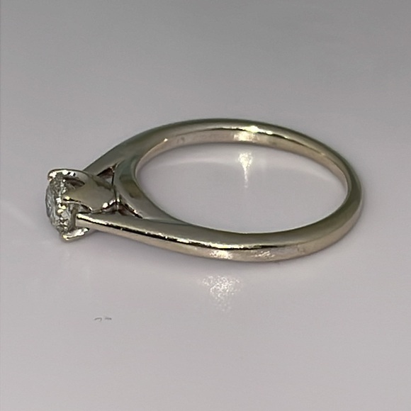 Solid 14K White Gold NATURAL 1/2CT Round Cut Diamond Solitaire Engagement Ring - Picture 10 of 14